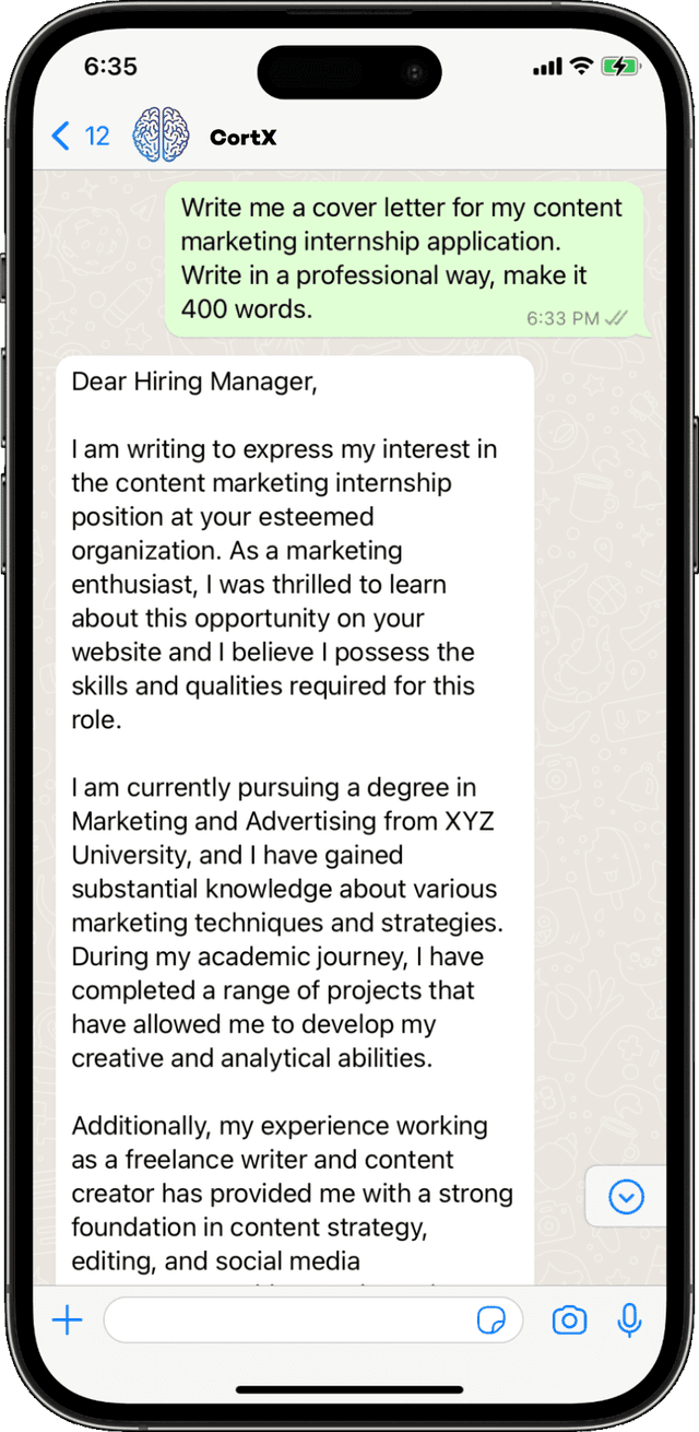 CortX Assistant on a smartphone